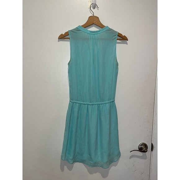 Babaton Aritzia XXS Aqua Blue 100% Silk Sleeveless Mini Dress - Picture 2 of 7